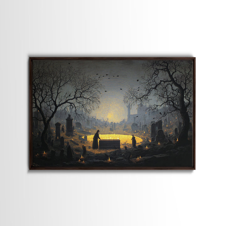 The Cemetery Beekeeper, Romantic Gothic Landscape, Landscape Wall Art, Macabre Wall Art, Framed Canvas Print, Halloween Wall Art