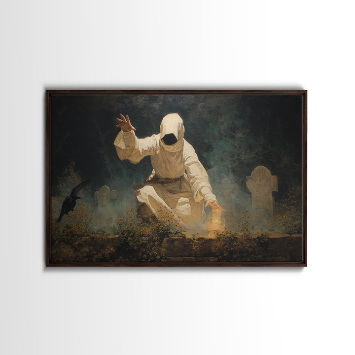 The Cemetery Beekeeper, Symbolist Gothic Landscape, Landscape Wall Art, Dark Fantasy Wall Art, Framed Canvas Print, Halloween Wall Art