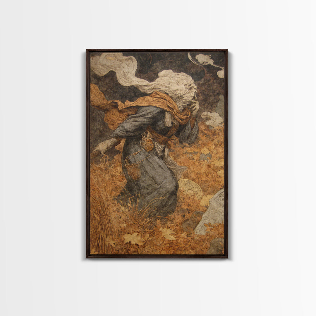 The Cemetery Beekeeper, Ornate Symbolist Art, Vertical Wall Art, Gothic Horror Wall Art, Canvas Print, Halloween Wall Art