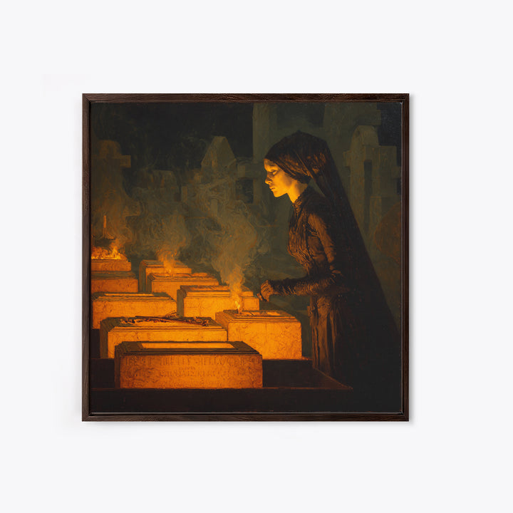 The Cemetery Beekeeper, Dark Symbolist Art, Square Wall Art, Dark Halloween Decor, Canvas Print, Halloween Wall Art