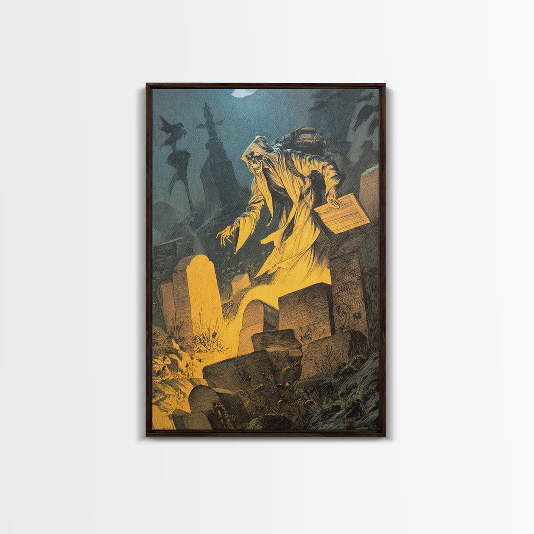 The Cemetery Beekeeper, Expressionist Nightmare Art, Vertical Wall Art, Dark Fantasy Wall Art, Canvas Print, Halloween Wall Art