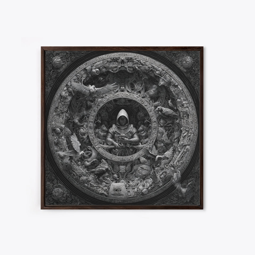 The Cemetery Beekeeper, Biomechanical Horror Art, Square Wall Art, Dark Halloween Decor, Canvas Print, Halloween Wall Art, Macabre Wall Art