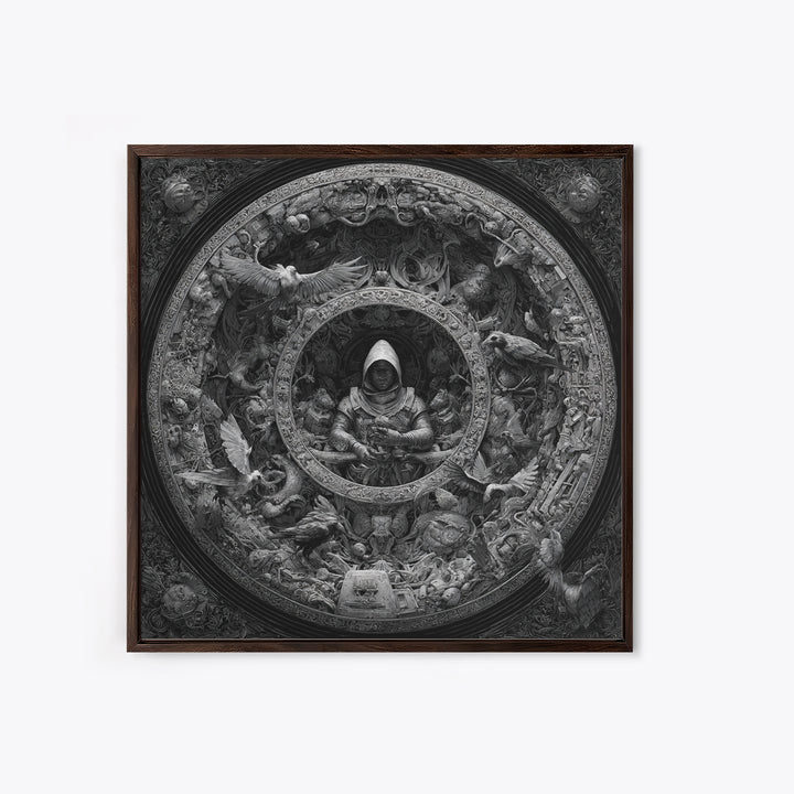The Cemetery Beekeeper, Biomechanical Horror Art, Square Wall Art, Dark Halloween Decor, Canvas Print, Halloween Wall Art, Macabre Wall Art
