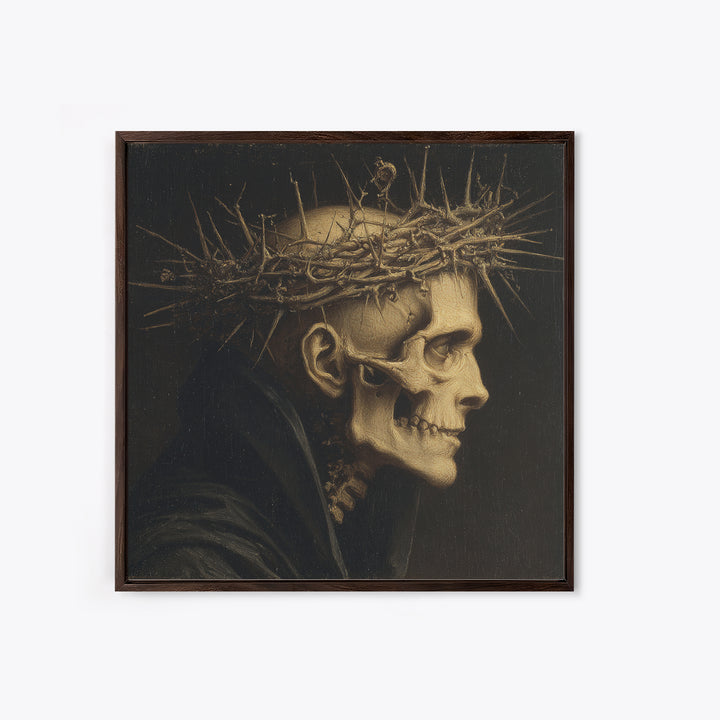 The Thorn-Crowned King, Danse Macabre Art, Square Wall Art, Gothic Horror Wall Art, Framed Canvas Print