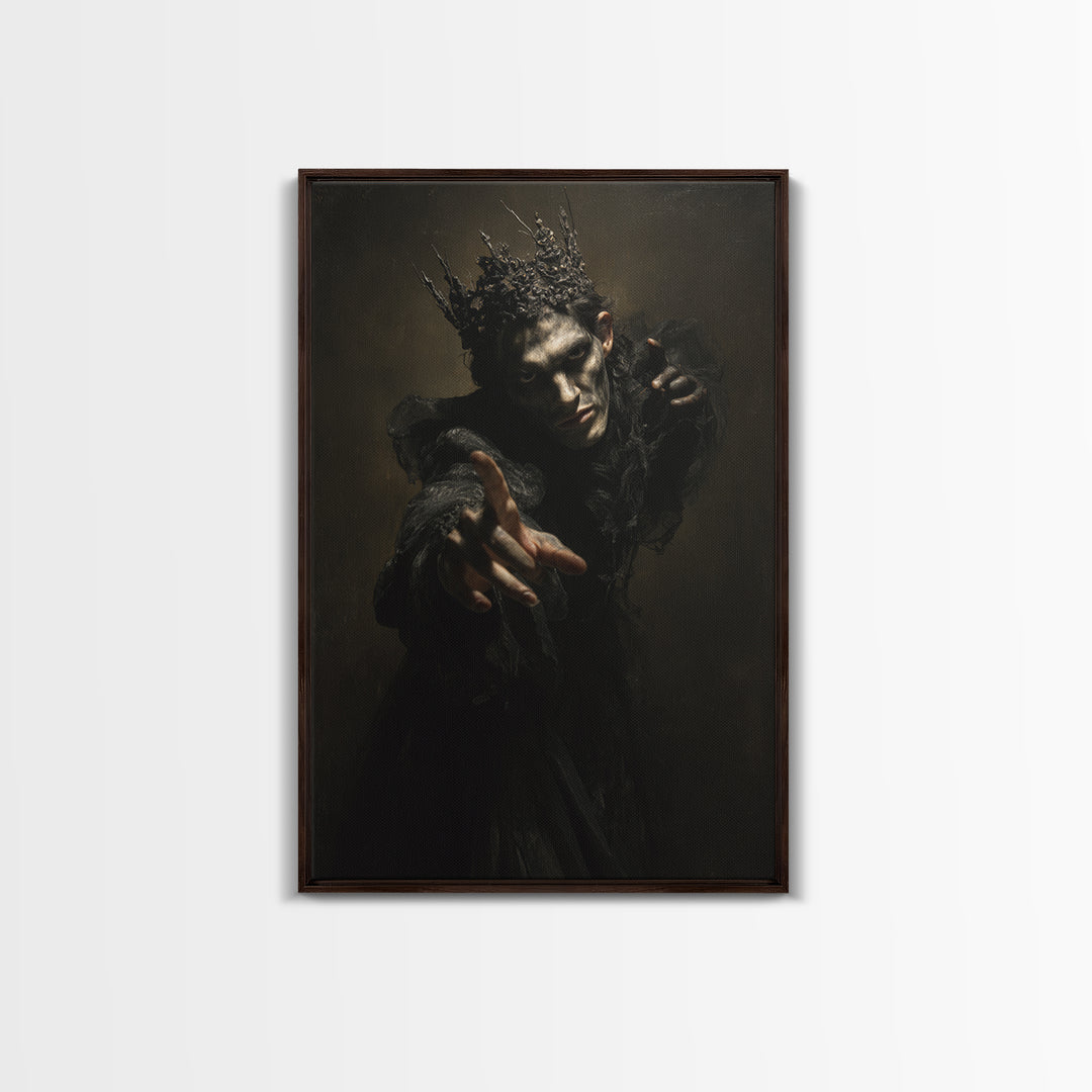 The Thorn-Crowned King, Dark Romantic Horror Art, Vertical Wall Art, Dark Fantasy Wall Art, Canvas Print, Halloween Wall Art