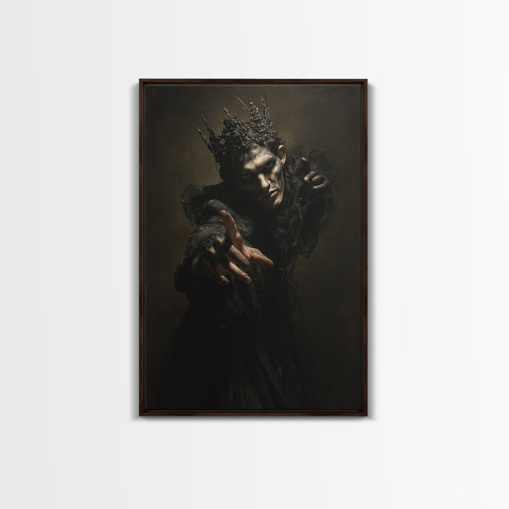 The Thorn-Crowned King, Dark Romantic Horror Art, Vertical Wall Art, Dark Fantasy Wall Art, Canvas Print, Halloween Wall Art