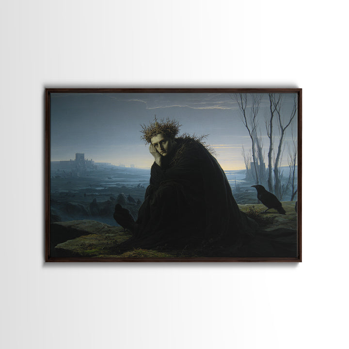 The Thorn-Crowned King, Romantic Gothic Landscape, Landscape Wall Art, Dark Halloween Decor, Canvas Print, Halloween Wall Art