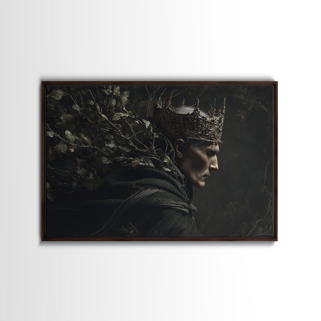 The Thorn-Crowned King, Symbolist Gothic Landscape, Landscape Wall Art, Dark Fantasy Wall Art, Canvas Print, Halloween Wall Art