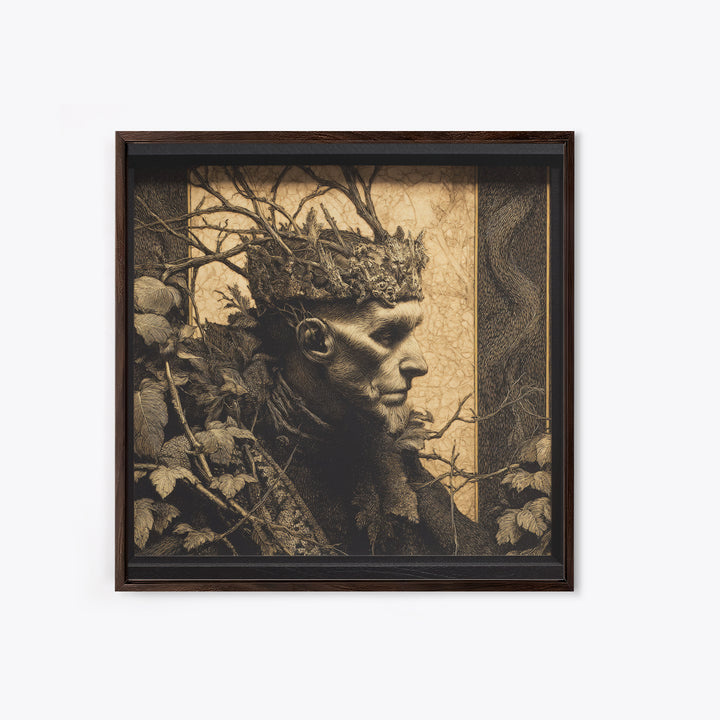 The Thorn-Crowned King, Dark Symbolist Art, Square Wall Art, Gothic Horror Wall Art, Canvas Print, Halloween Wall Art