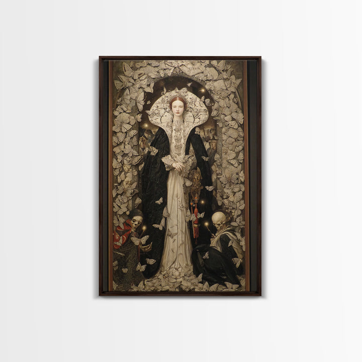 The Moth-Winged Empress, Danse Macabre Art, Vertical Wall Art, Gothic Horror Wall Art, Framed Canvas Print