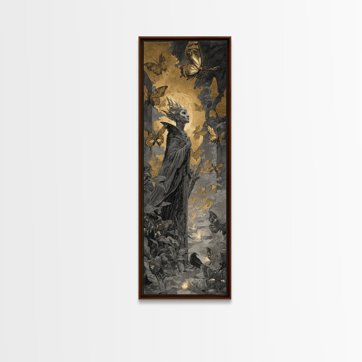 The Moth-Winged Empress, Architectural Etching Art, Tall Narrow Wall Art, Macabre Wall Art, Framed Canvas Print