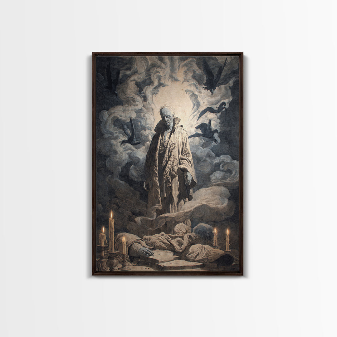 The Ash-Covered Oracle, Gothic Nightmare Art, Vertical Wall Art, Macabre Wall Art, Framed Canvas Print, Halloween Wall Art