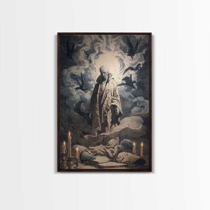 The Ash-Covered Oracle, Gothic Nightmare Art, Vertical Wall Art, Macabre Wall Art, Framed Canvas Print, Halloween Wall Art