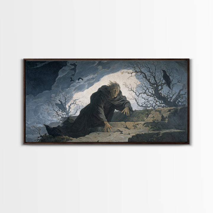 The Ash-Covered Oracle, Romantic Gothic Landscape, Wide Panoramic Art, Macabre Wall Art, Canvas Print, Halloween Wall Art