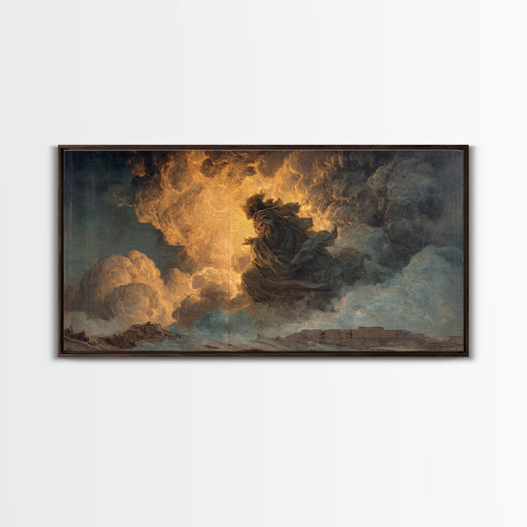 The Ash-Covered Oracle, Apocalyptic Romantic Art, Wide Panoramic Art, Gothic Horror Wall Art, Framed Canvas Print, Halloween Wall Art