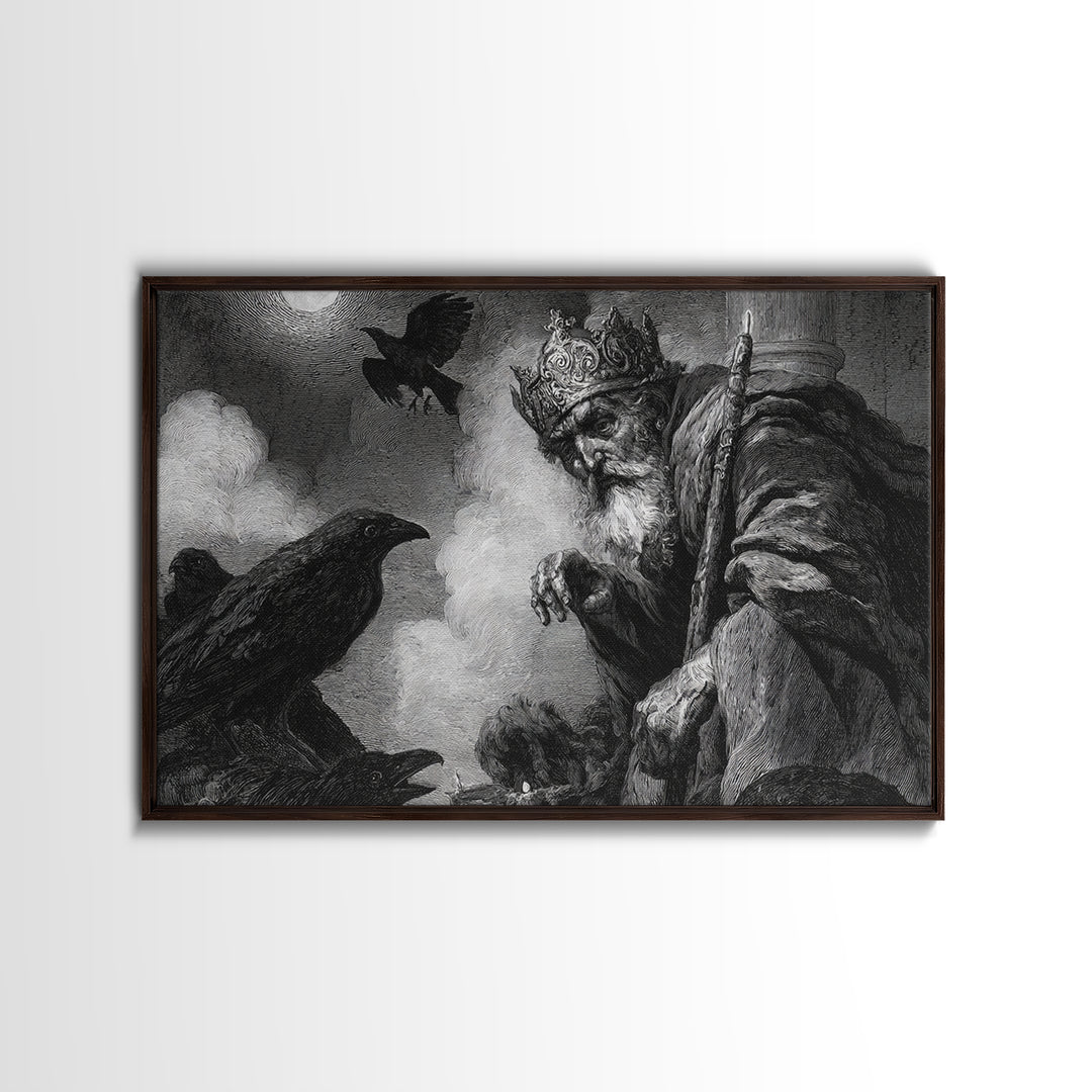 The Ash-Covered Oracle, Symbolist Etching Art, Landscape Wall Art, Dark Fantasy Wall Art, Canvas Print, Halloween Wall Art