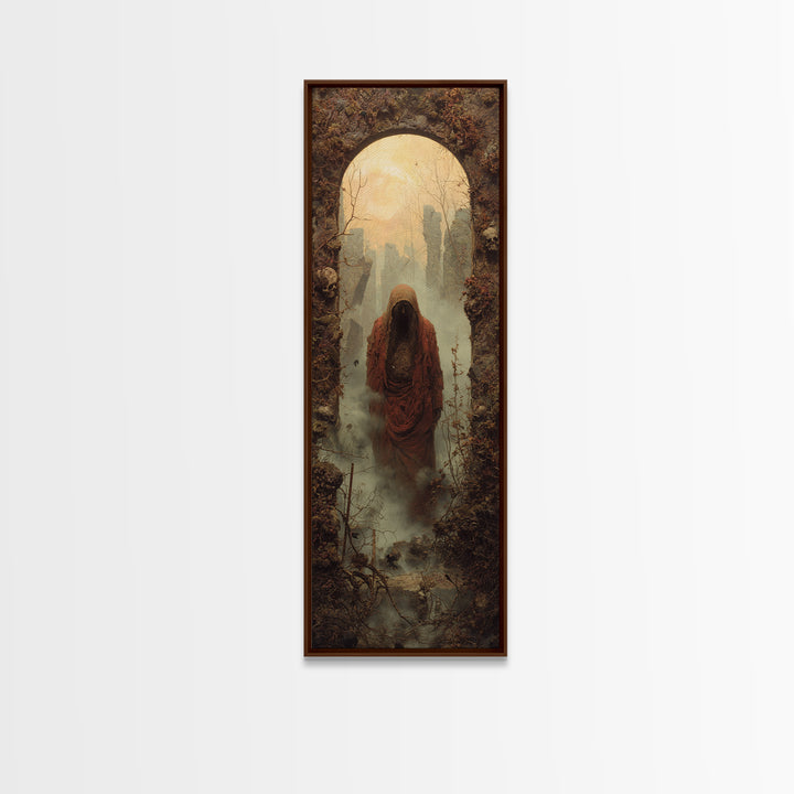 The Ash-Covered Oracle, Surreal Apocalyptic Art, Tall Narrow Wall Art, Gothic Horror Wall Art, Canvas Print, Halloween Wall Art
