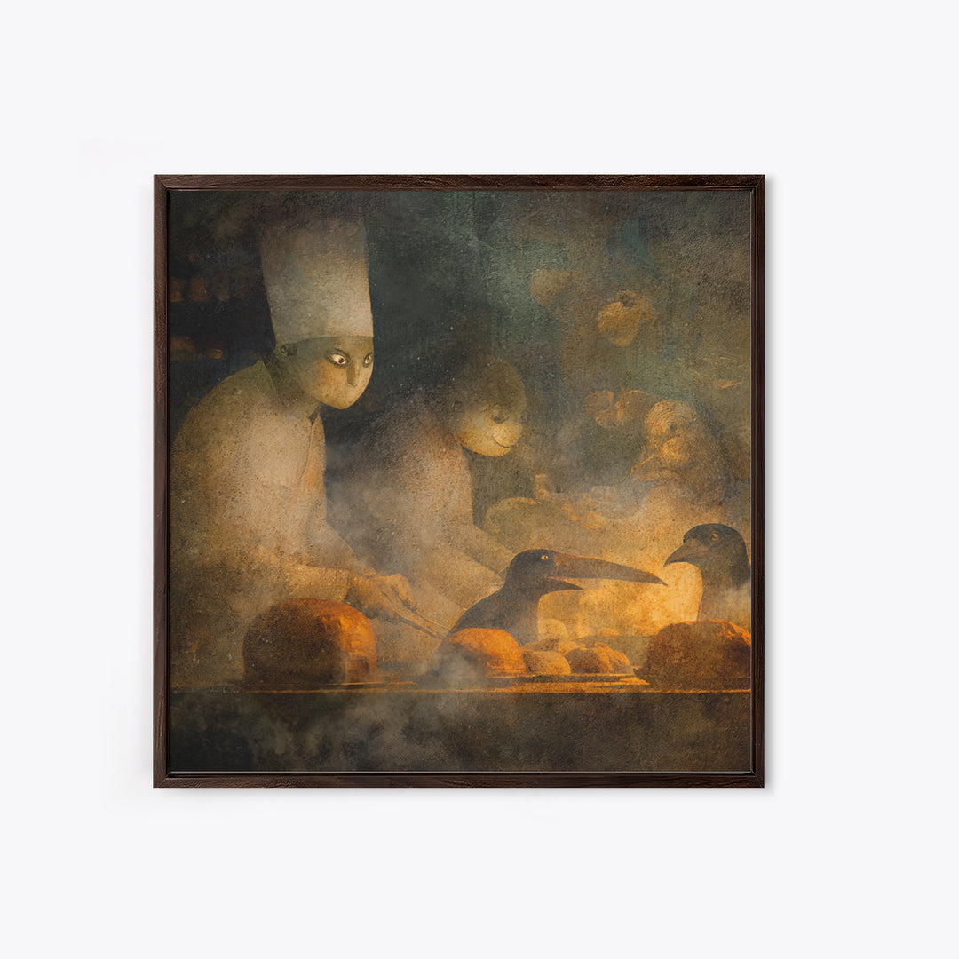 The Ghost Bakery, Symbolist Dream Art, Square Wall Art, Gothic Horror Wall Art, Canvas Print, Halloween Wall Art, Seasonal Home Decor
