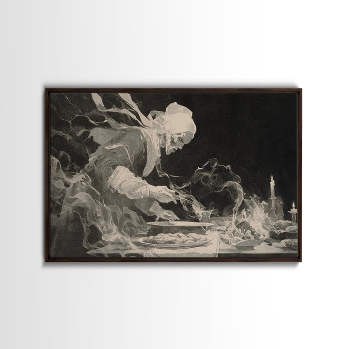 The Ghost Bakery, Decadent Gothic Art, Landscape Wall Art, Macabre Wall Art, Framed Canvas Print, Halloween Wall Art