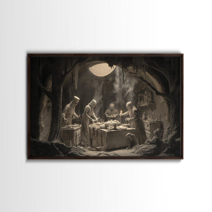 The Ghost Bakery, Expressionist Nightmare Art, Landscape Wall Art, Dark Halloween Decor, Canvas Print, Halloween Wall Art