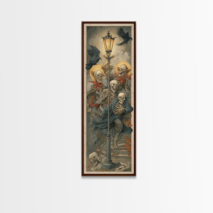 The Skeleton Barbershop Quartet, Dark Renaissance Art, Tall Narrow Wall Art, Gothic Horror Wall Art, Framed Canvas Print