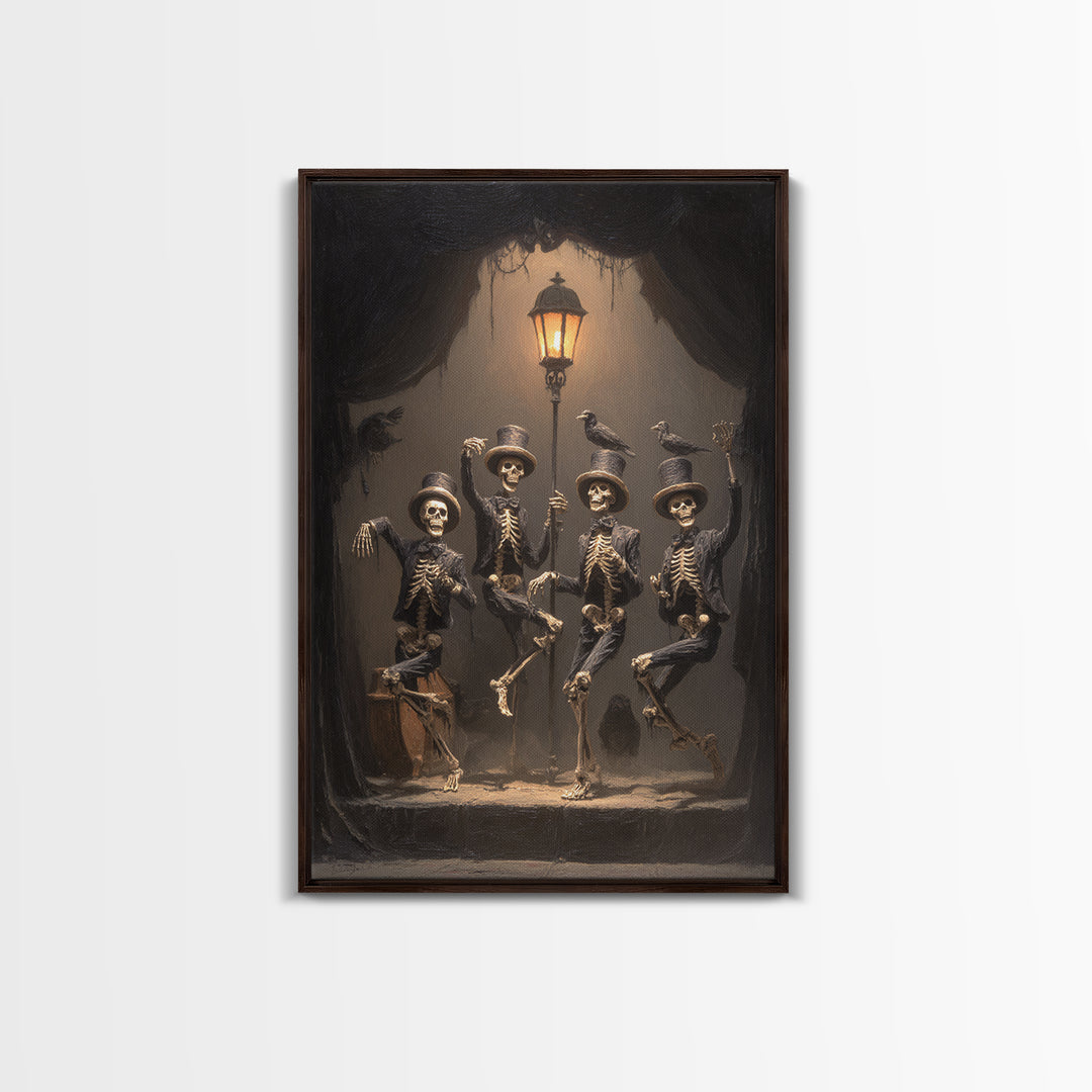 The Skeleton Barbershop Quartet, Dark Romantic Horror Art, Vertical Wall Art, Gothic Horror Wall Art, Canvas Print, Halloween Wall Art