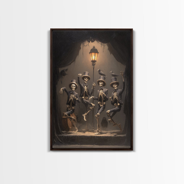 The Skeleton Barbershop Quartet, Dark Romantic Horror Art, Vertical Wall Art, Gothic Horror Wall Art, Canvas Print, Halloween Wall Art