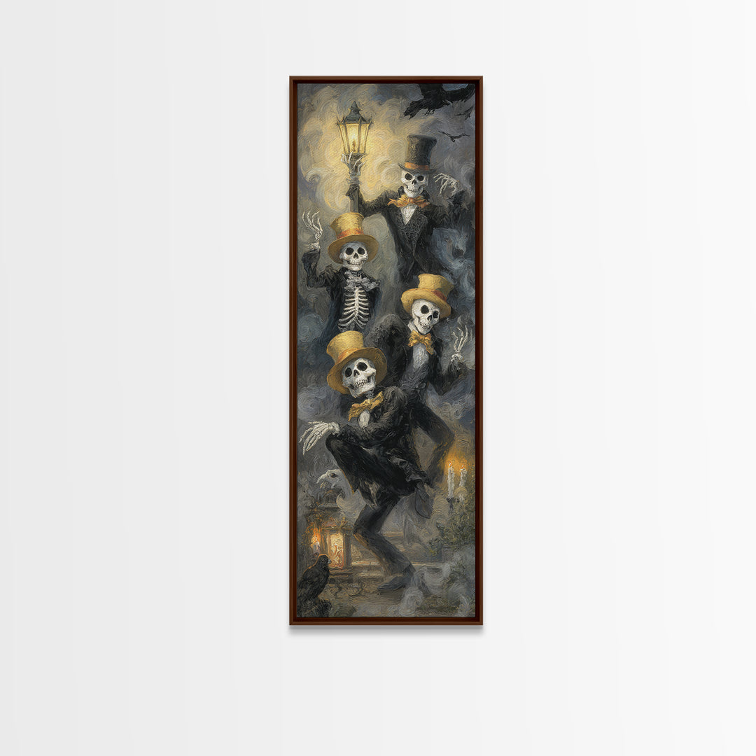 The Skeleton Barbershop Quartet, Gothic Nightmare Art, Tall Narrow Wall Art, Macabre Wall Art, Canvas Print, Halloween Wall Art