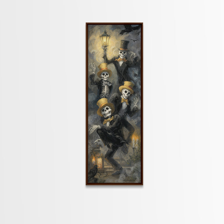 The Skeleton Barbershop Quartet, Gothic Nightmare Art, Tall Narrow Wall Art, Macabre Wall Art, Canvas Print, Halloween Wall Art