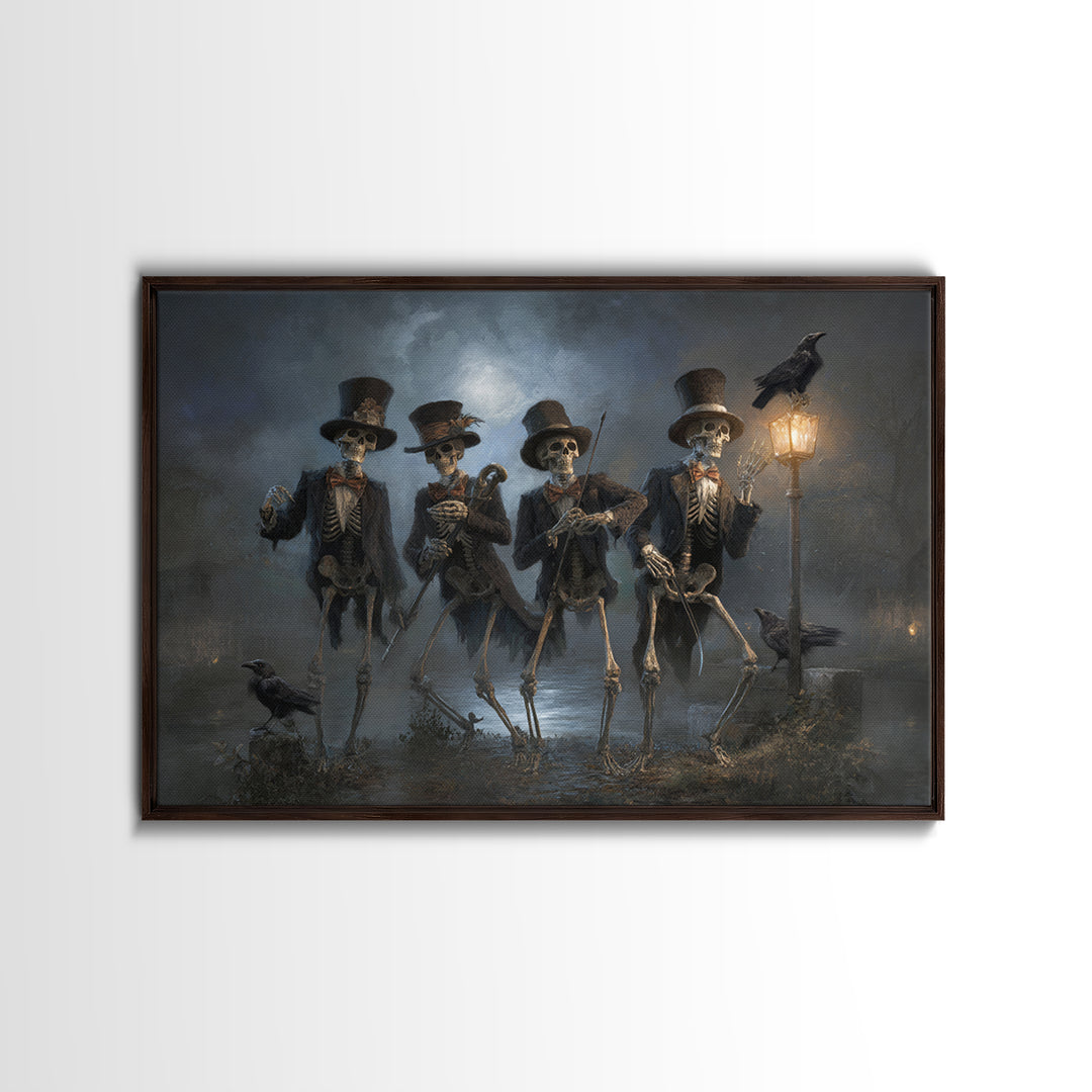 The Skeleton Barbershop Quartet, Symbolist Gothic Landscape, Landscape Wall Art, Dark Fantasy Wall Art, Framed Canvas Print