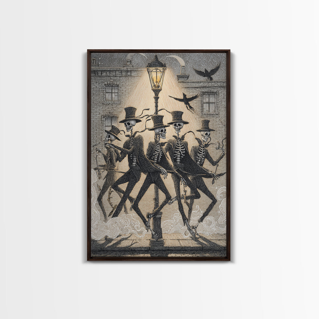 The Skeleton Barbershop Quartet, Victorian Macabre Art, Vertical Wall Art, Macabre Wall Art, Framed Canvas Print, Halloween Wall Art