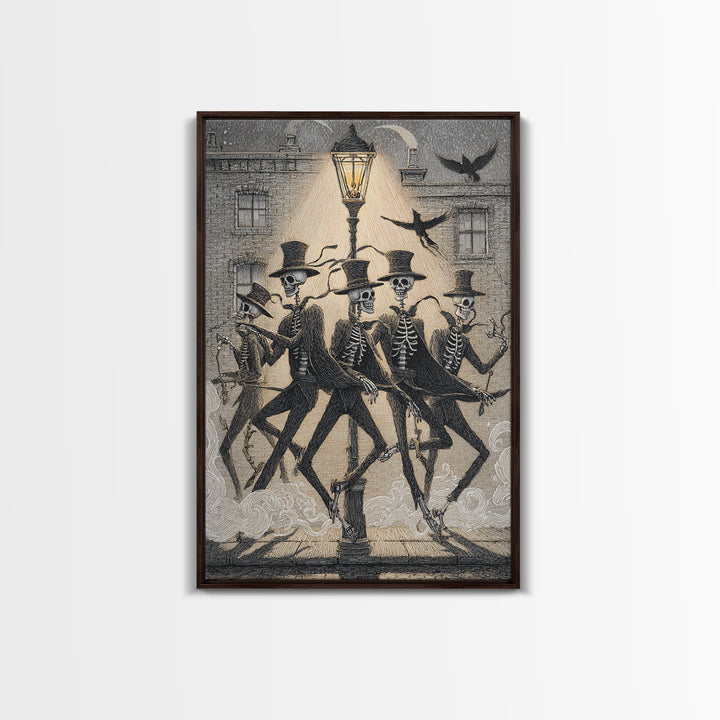 The Skeleton Barbershop Quartet, Victorian Macabre Art, Vertical Wall Art, Macabre Wall Art, Framed Canvas Print, Halloween Wall Art