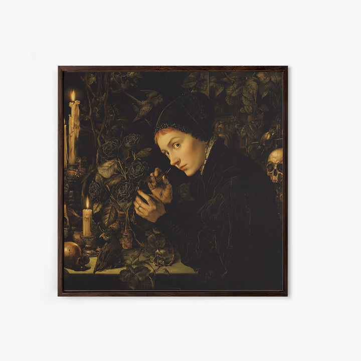 The Vampire Florist, Danse Macabre Art, Square Wall Art, Gothic Horror Wall Art, Framed Canvas Print, Halloween Wall Art