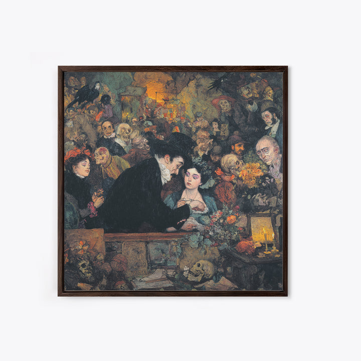 The Vampire Florist, Grotesque Carnival Art, Square Wall Art, Dark Fantasy Wall Art, Framed Canvas Print, Halloween Wall Art
