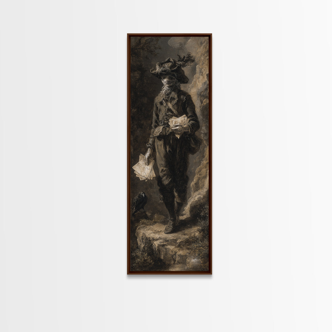 The Mummy Mail Carrier, Baroque Witchcraft Art, Tall Narrow Wall Art, Gothic Horror Wall Art, Canvas Print, Halloween Wall Art