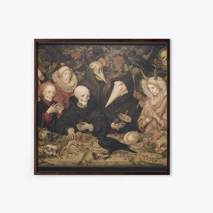 The Monster Family Portrait, Danse Macabre Art, Square Wall Art, Macabre Wall Art, Framed Canvas Print