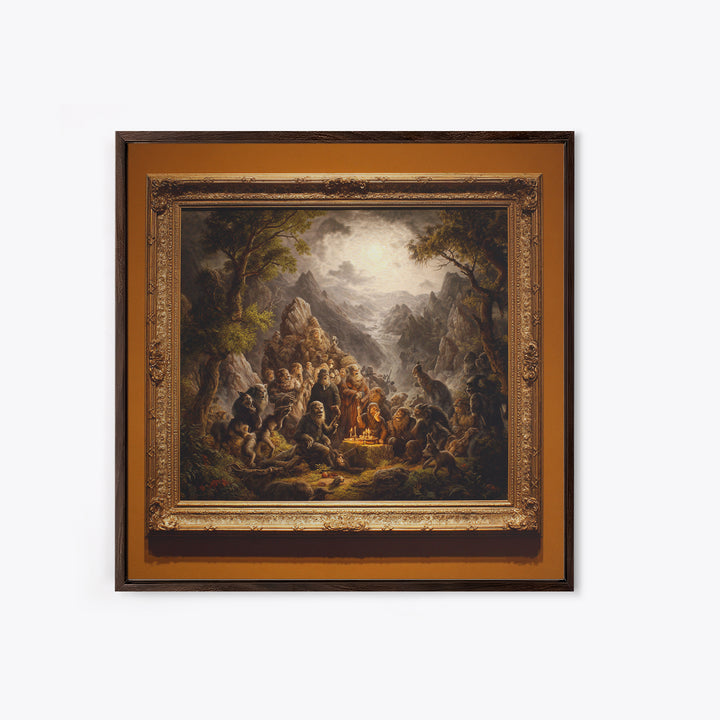 The Monster Family Portrait, Baroque Witchcraft Art, Square Wall Art, Gothic Horror Wall Art, Canvas Print, Halloween Wall Art