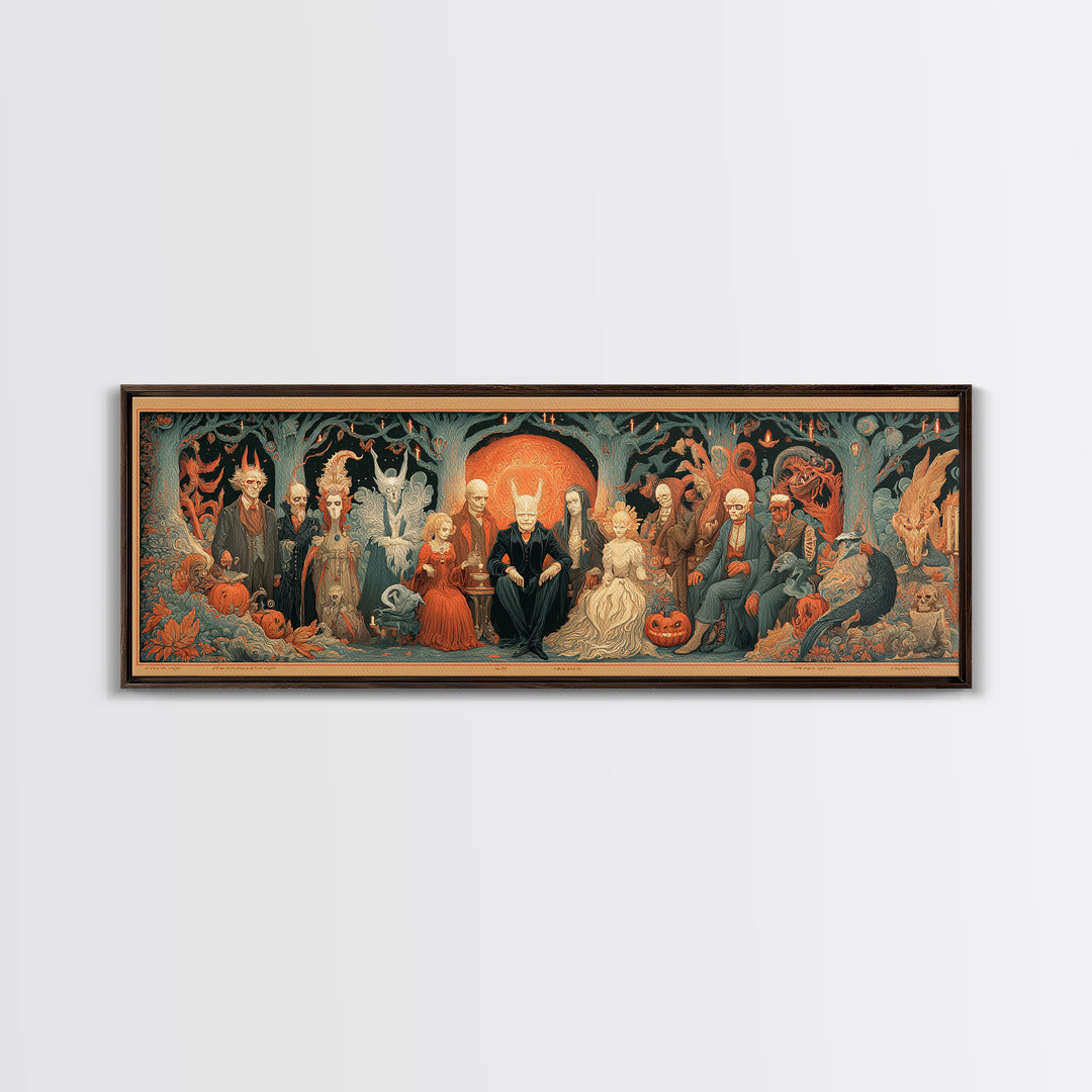 The Monster Family Portrait, Visionary Gothic Art, Extra Wide Wall Art, Dark Fantasy Wall Art, Canvas Print, Halloween Wall Art