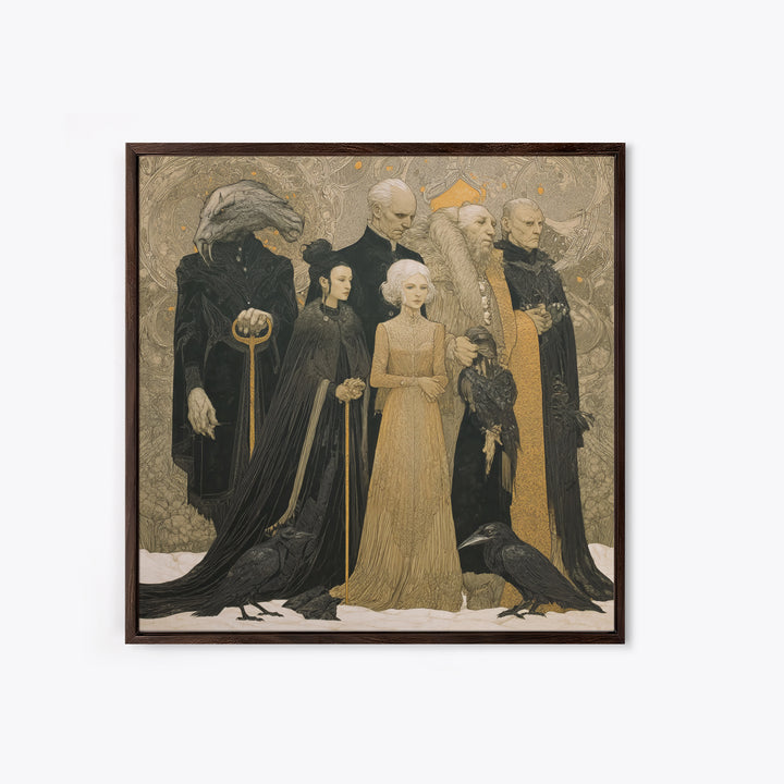 The Monster Family Portrait, Symbolist Death Art, Square Wall Art, Gothic Horror Wall Art, Framed Canvas Print, Halloween Wall Art