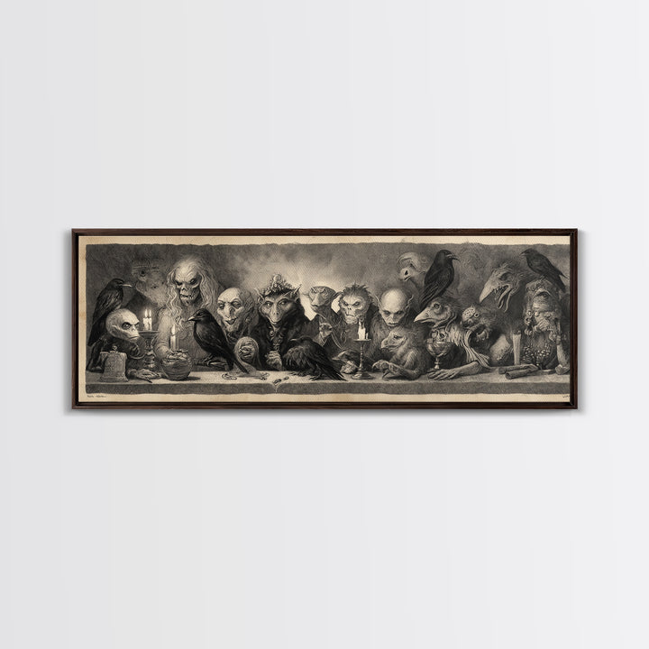 The Monster Family Portrait, Expressionist Nightmare Art, Extra Wide Wall Art, Dark Fantasy Wall Art, Framed Canvas Print