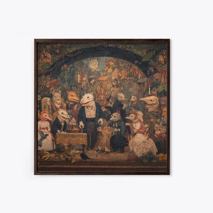 The Monster Family Portrait, Grotesque Carnival Art, Square Wall Art, Dark Fantasy Wall Art, Framed Canvas Print, Halloween Wall Art