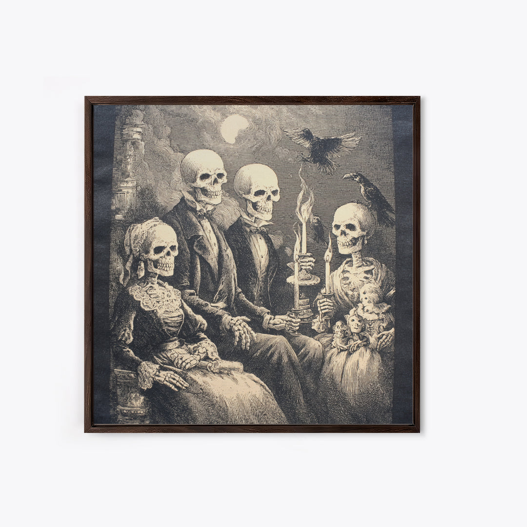 The Monster Family Portrait, Macabre Folk Print Art, Square Wall Art, Gothic Horror Wall Art, Canvas Print, Halloween Wall Art