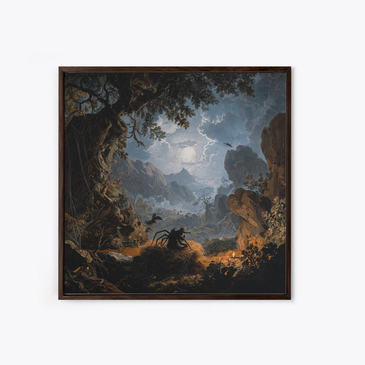 The Spider Sewing Circle, Baroque Witchcraft Art, Square Wall Art, Dark Halloween Decor, Framed Canvas Print, Halloween Wall Art