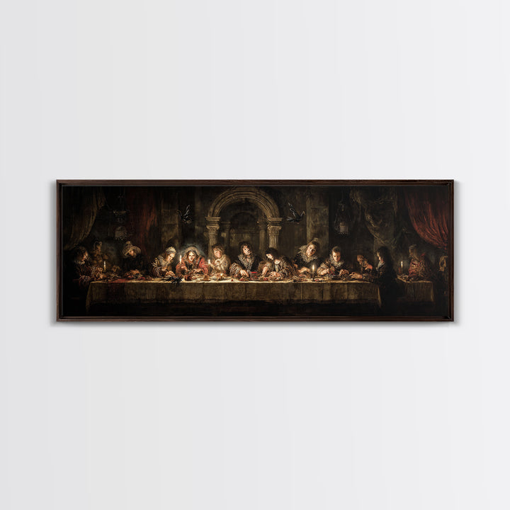 The Spider Sewing Circle, Dark Romantic Horror Art, Extra Wide Wall Art, Macabre Wall Art, Canvas Print, Halloween Wall Art