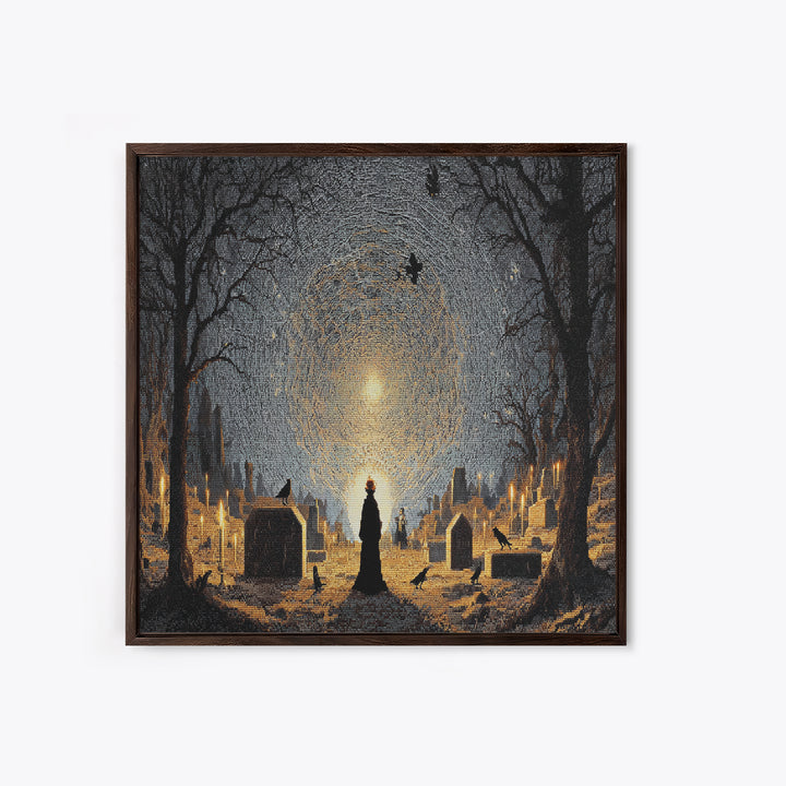 The Spider Sewing Circle, Romantic Gothic Landscape, Landscape Wall Art, Dark Halloween Decor, Canvas Print, Halloween Wall Art