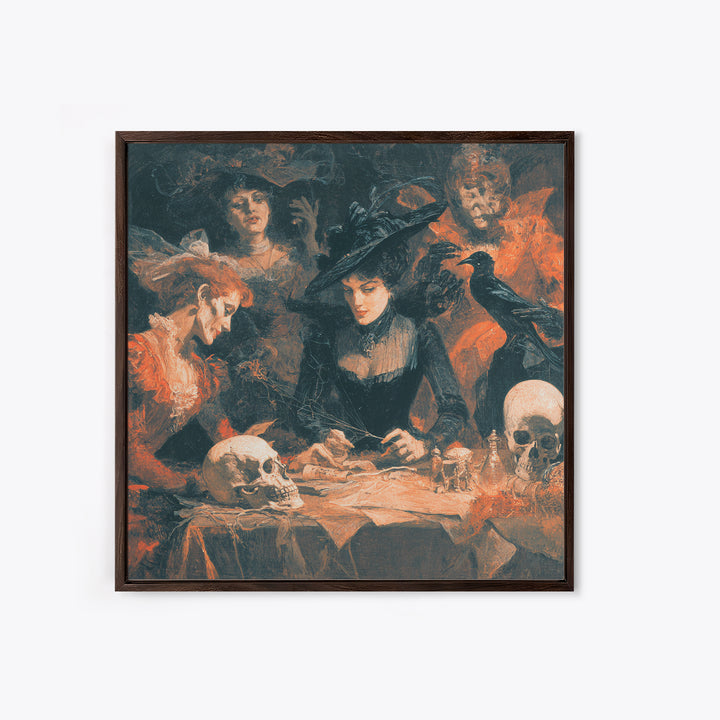 The Spider Sewing Circle, Decadent Gothic Art, Square Wall Art, Dark Halloween Decor, Canvas Print, Halloween Wall Art