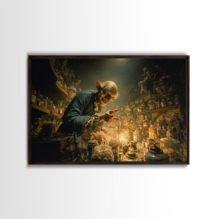 The Goblin Candy Shop, Medieval Grotesque Art, Landscape Wall Art, Dark Fantasy Wall Art, Framed Canvas Print, Halloween Wall Art
