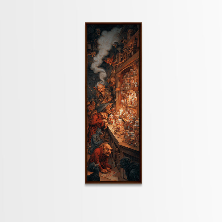 The Goblin Candy Shop, Dark Renaissance Art, Tall Narrow Wall Art, Gothic Horror Wall Art, Framed Canvas Print