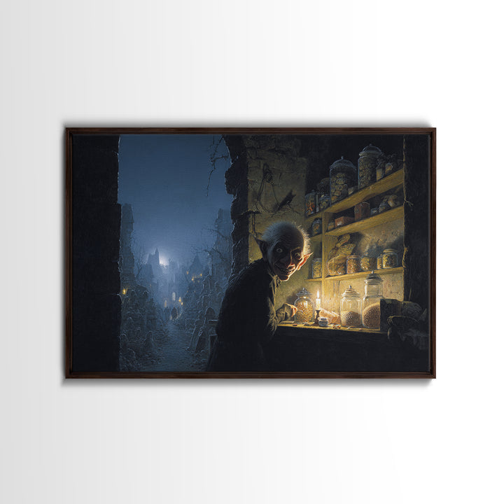 The Goblin Candy Shop, Romantic Gothic Landscape, Landscape Wall Art, Dark Halloween Decor, Canvas Print, Halloween Wall Art