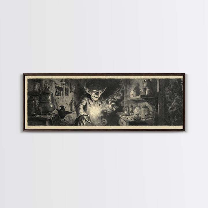 The Goblin Candy Shop, Symbolist Dream Art, Extra Wide Wall Art, Gothic Horror Wall Art, Framed Canvas Print, Halloween Wall Art